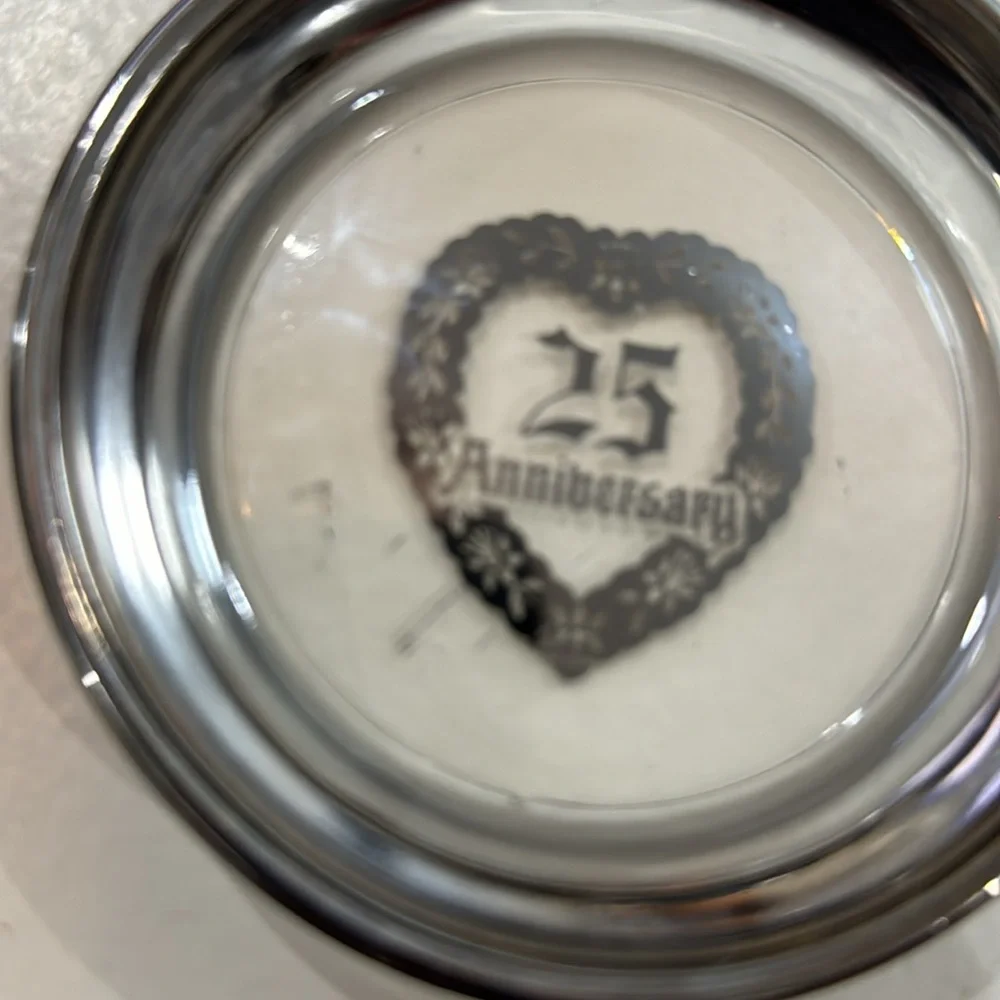 Vintage Kimiko Silver 25th Anniversary Bar Ware Set 4‎ Coasters